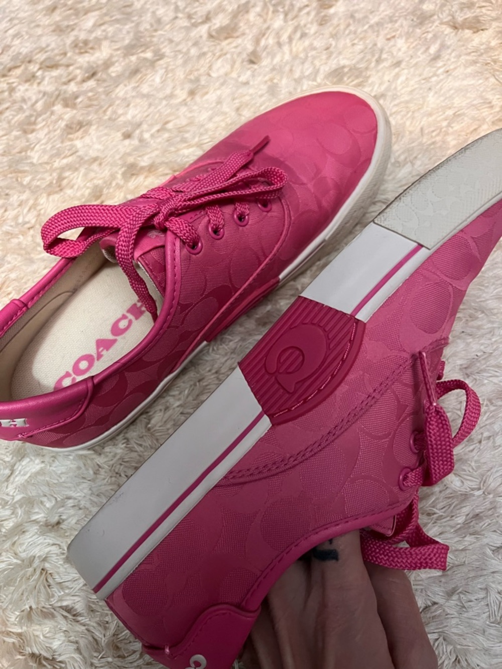 Coach Pink Signature Low-Top Sneakers, 8B - Picture 5 of 6